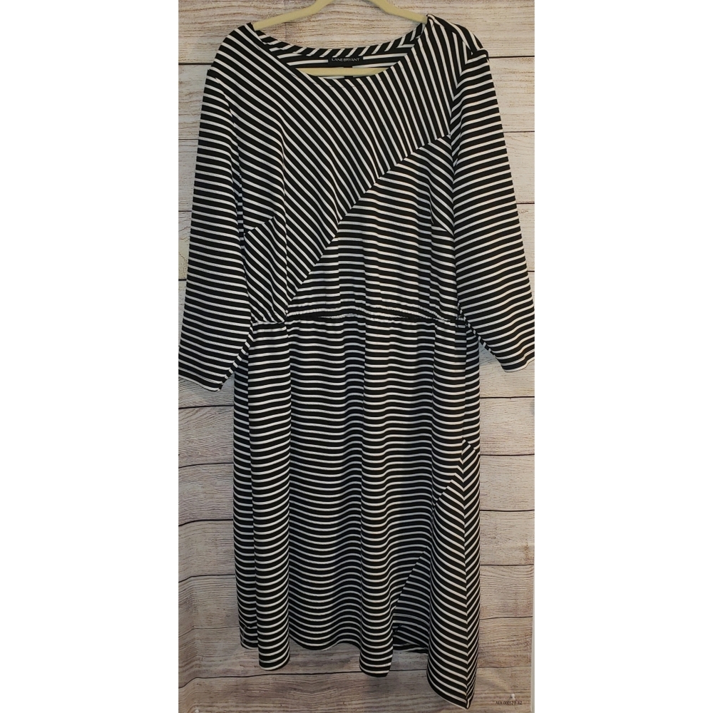 Lane Bryant Size 22/24 Striped Asymmetrical Midi Dress